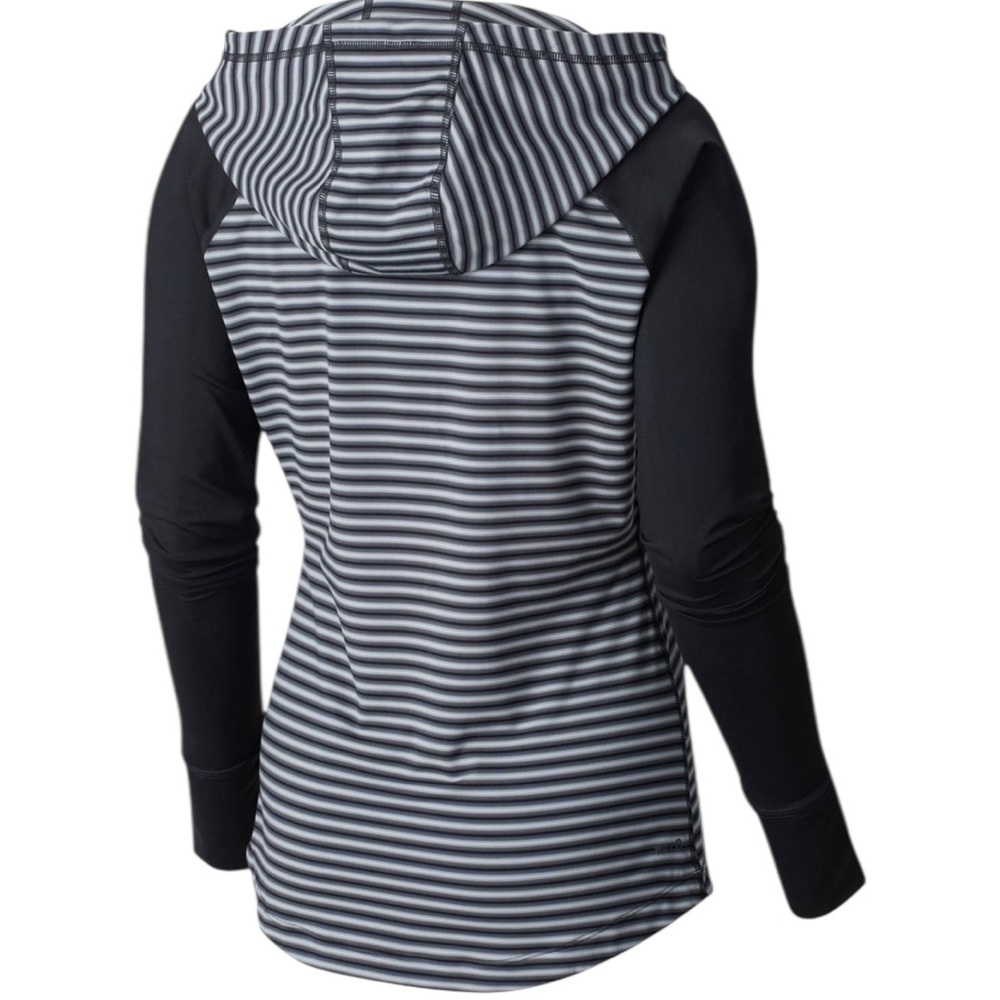 MOUNTAIN HARDWEAR Butterlicious Striped Hooded Top Size Medium in Black Stripe - Picture 7 of 13